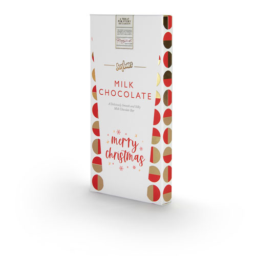 Milk Chocolate Bar - Merry Christmas 100g - A Deliciously Smooth and Silky Milk Chocolate Bar