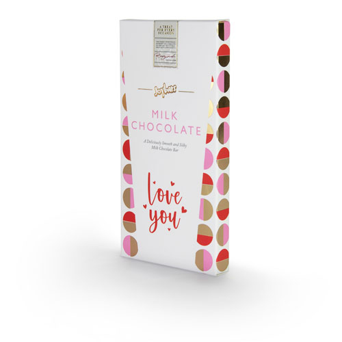 Milk Chocolate Bar - Love You 100g - A Deliciously Smooth and Silky Milk Chocolate Bar